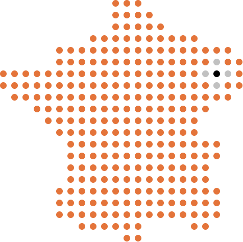Carte à point de la France représentant la localisation de nos bureaux à LUDRES